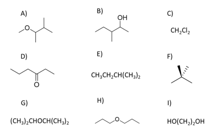 Indicate which compounds below can have diastereomers and which cannot.